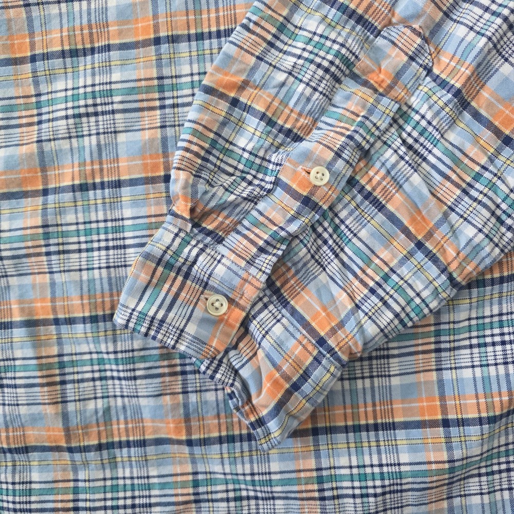 Ralph Lauren Mens XXL Blue Orange Plaid Cotton Button Down Long Sleeve Shirt - Picture 5 of 9